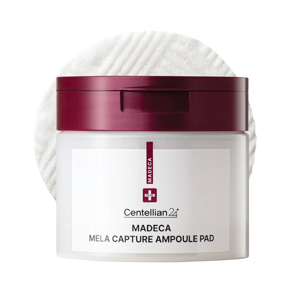 CENTELLIAN 24 Madeca Mela Capture Ampoule Pad box showcases vegan, melanin-targeting skincare option.