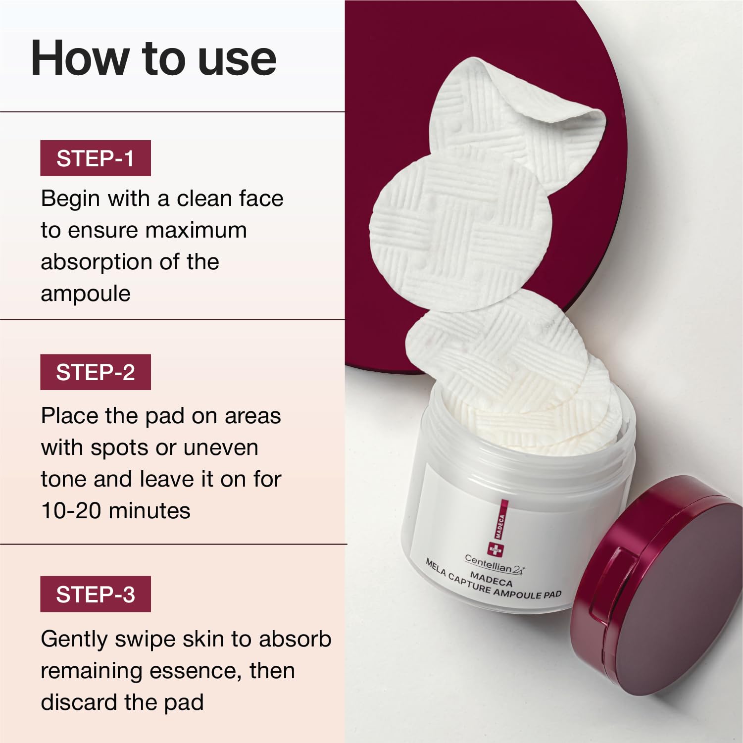 CENTELLIAN 24 Madeca Mela Capture Ampoule Pad night routine setup for calming skincare ritual.