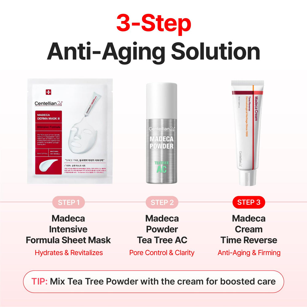 CENTELLIAN24 Madeca Cream Time Reverse Season7 routine step image suggests easy morning and night use.