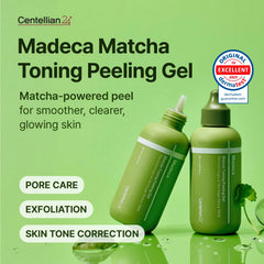 Centellian 24 Madeca Matcha Toning Peeling Gel texture close-up highlights creamy micro-exfoliation.