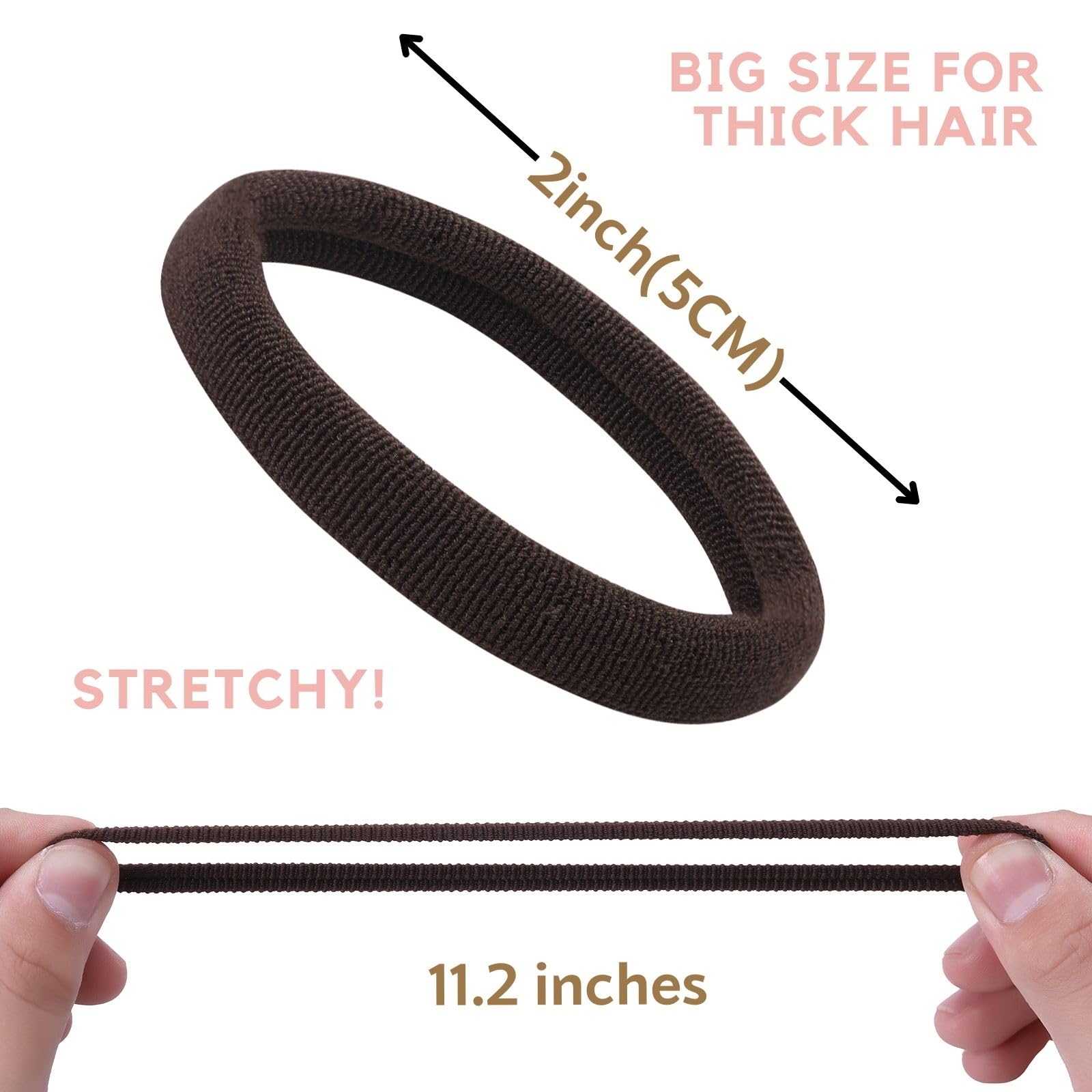 CENTSTAR 2-inch seamless hair ties with gentle no-damage support for thick hair