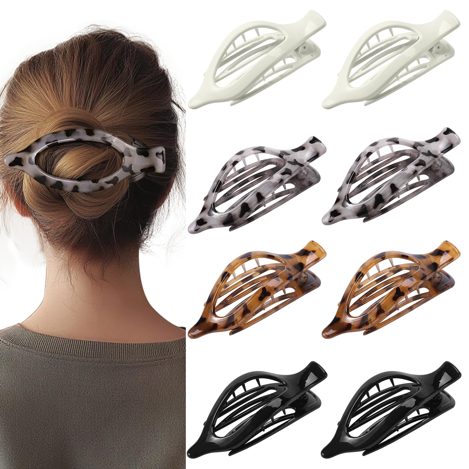 CENTSTAR flat tortoiseshell hair clip with a matte finish for everyday elegance.