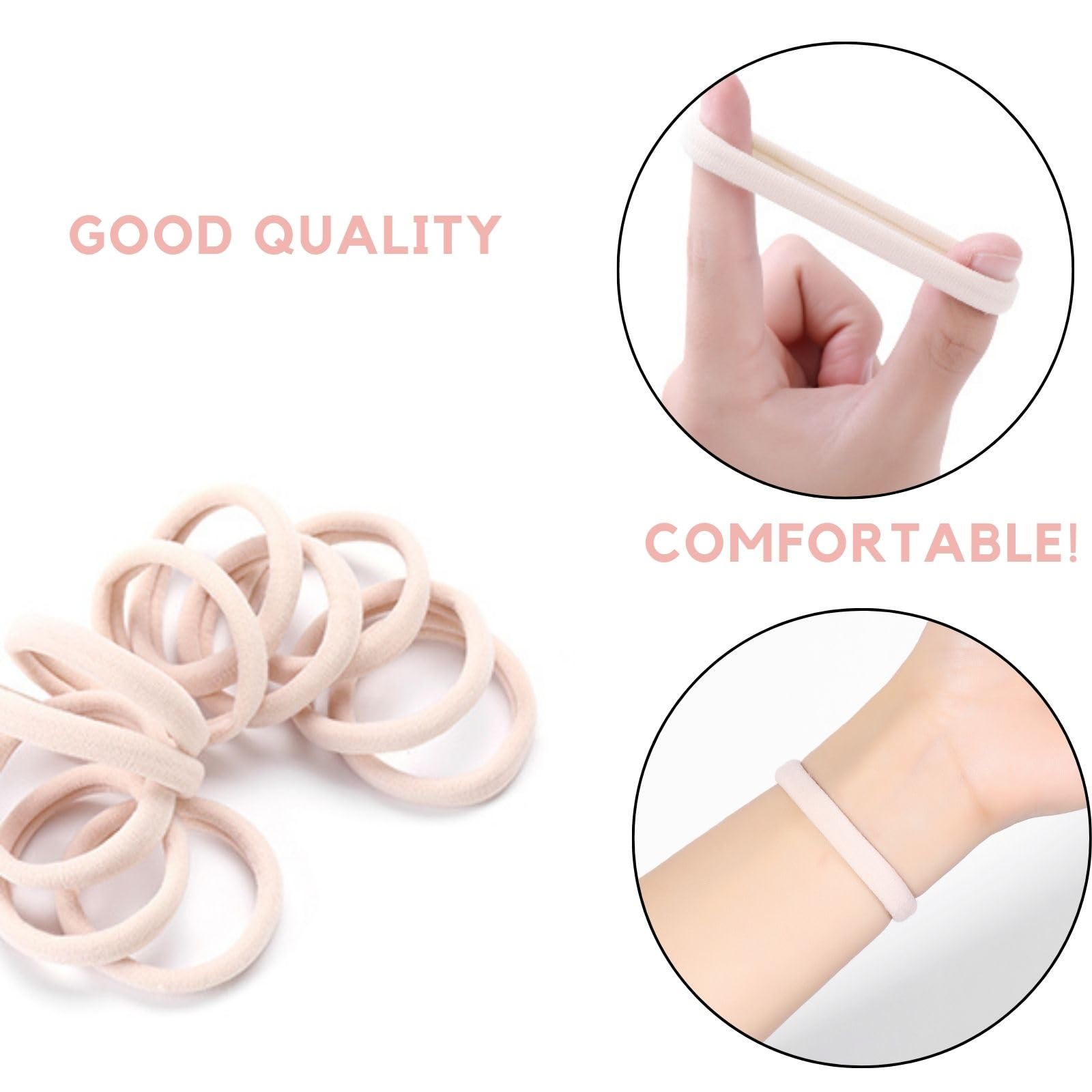 CENTSTAR large soft nylon elastic hair ties reduce snag and pull