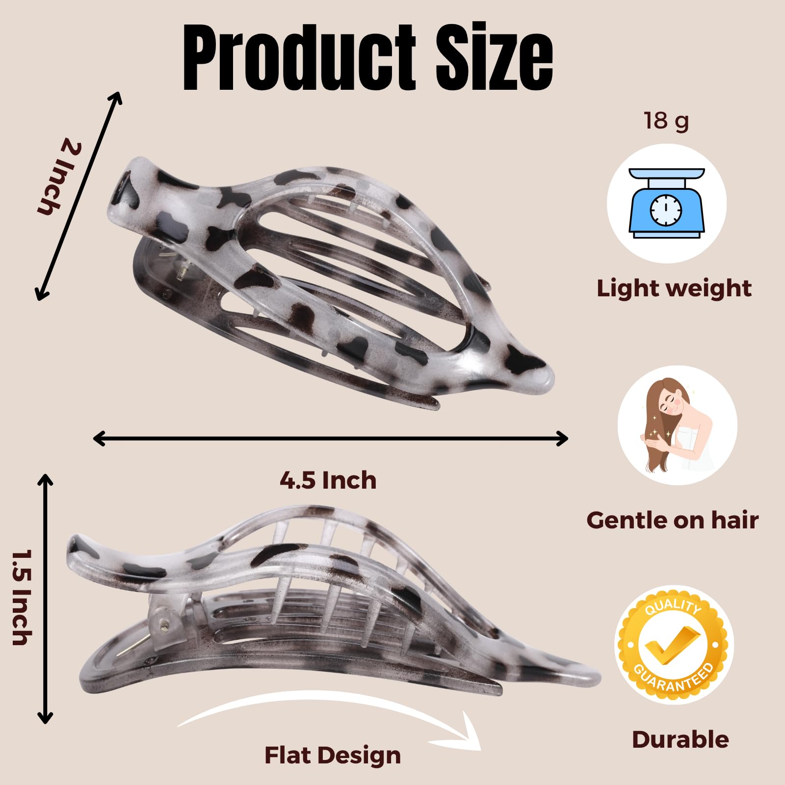 CENTSTAR tortoiseshell-pattern closeup clip offers timeless style.
