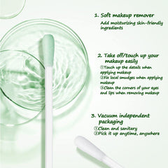 Ceonam cotton makeup remover swabs liquid-filled-tip closeup highlights gentle vitamin E care