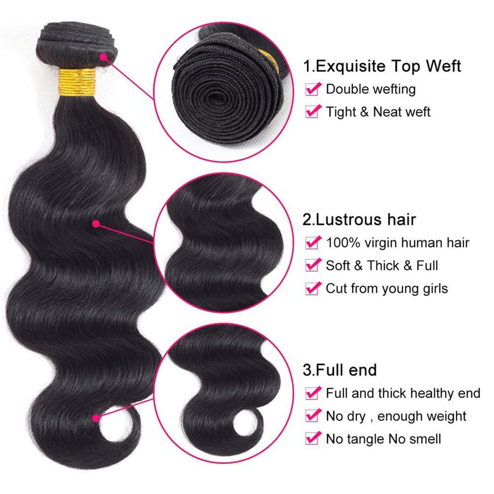CEPEEN Brazilian virgin body wave 20 inch bundles for seamless length and movement