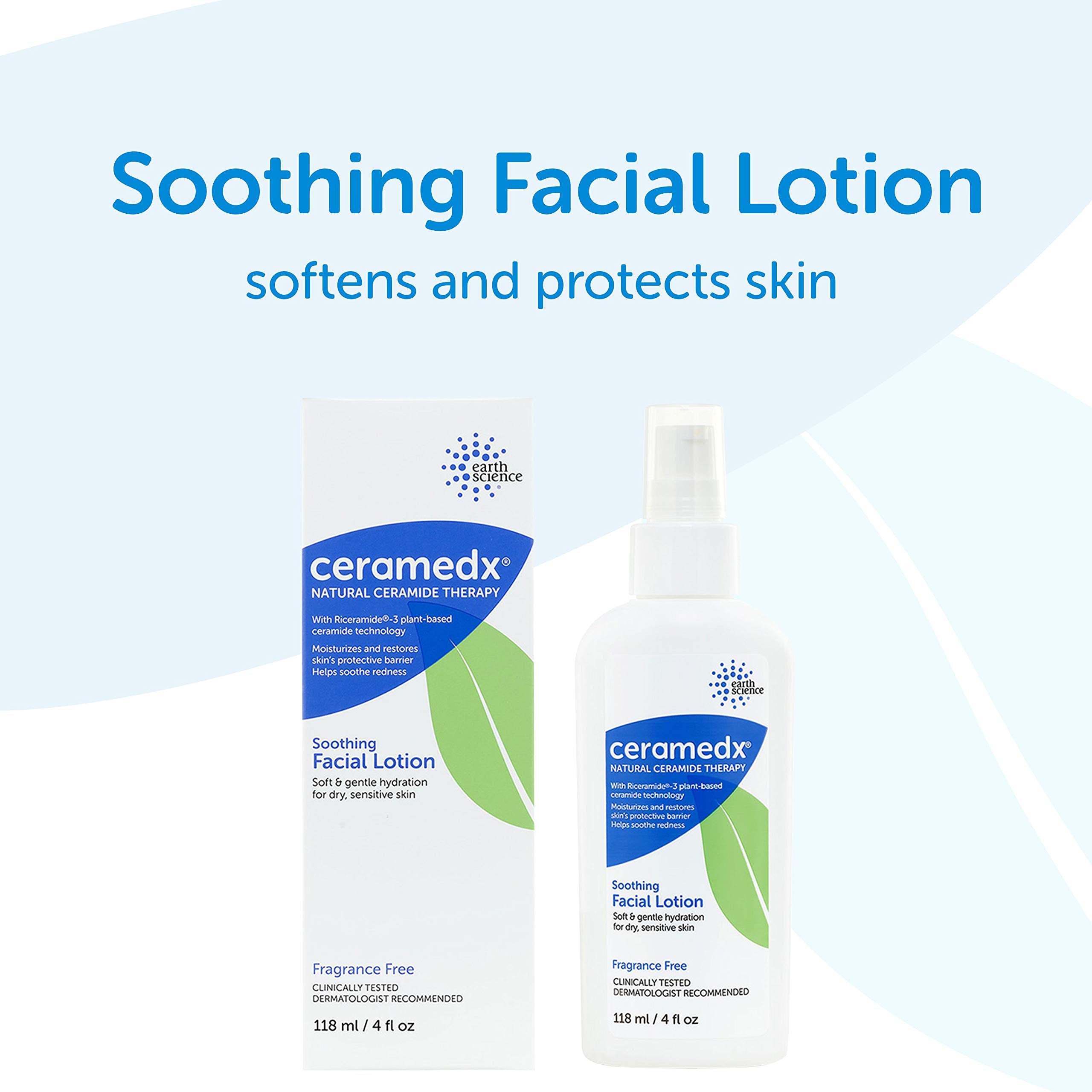 Ceramedx bottle with pump highlights vitamin-rich formula for hydrated, radiant skin.