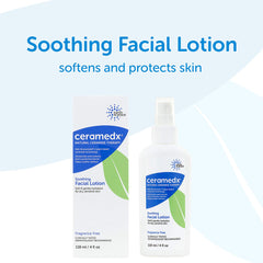 Ceramedx bottle with pump highlights vitamin-rich formula for hydrated, radiant skin.