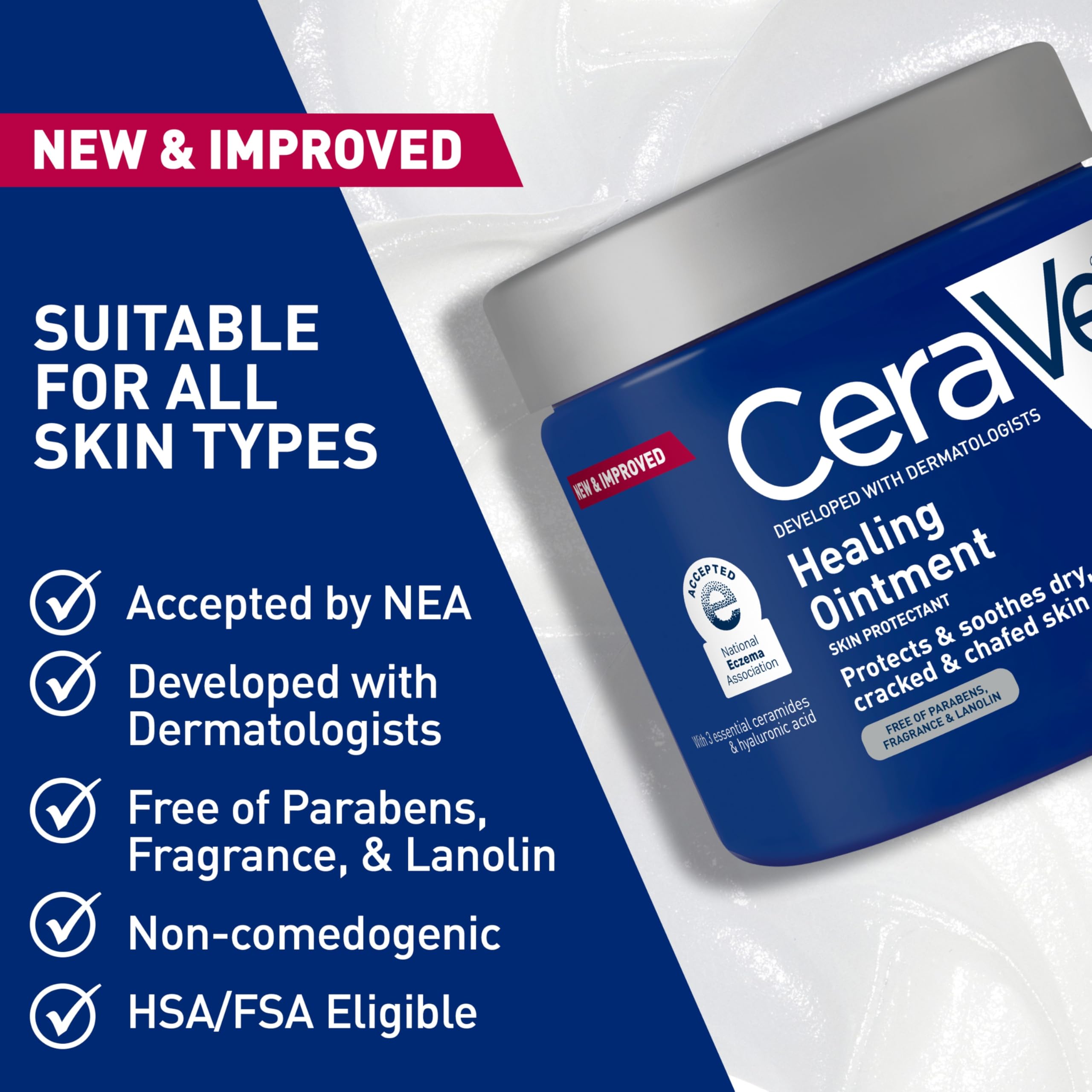 Top-down shot of CeraVe Healing Ointment open jar displaying rich balm for targeted repair