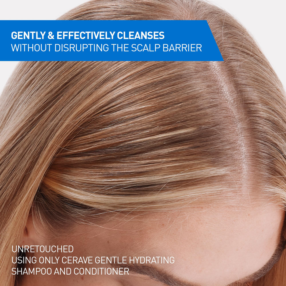 CeraVe shampoo forming a rich lather to show gentle cleansing benefit