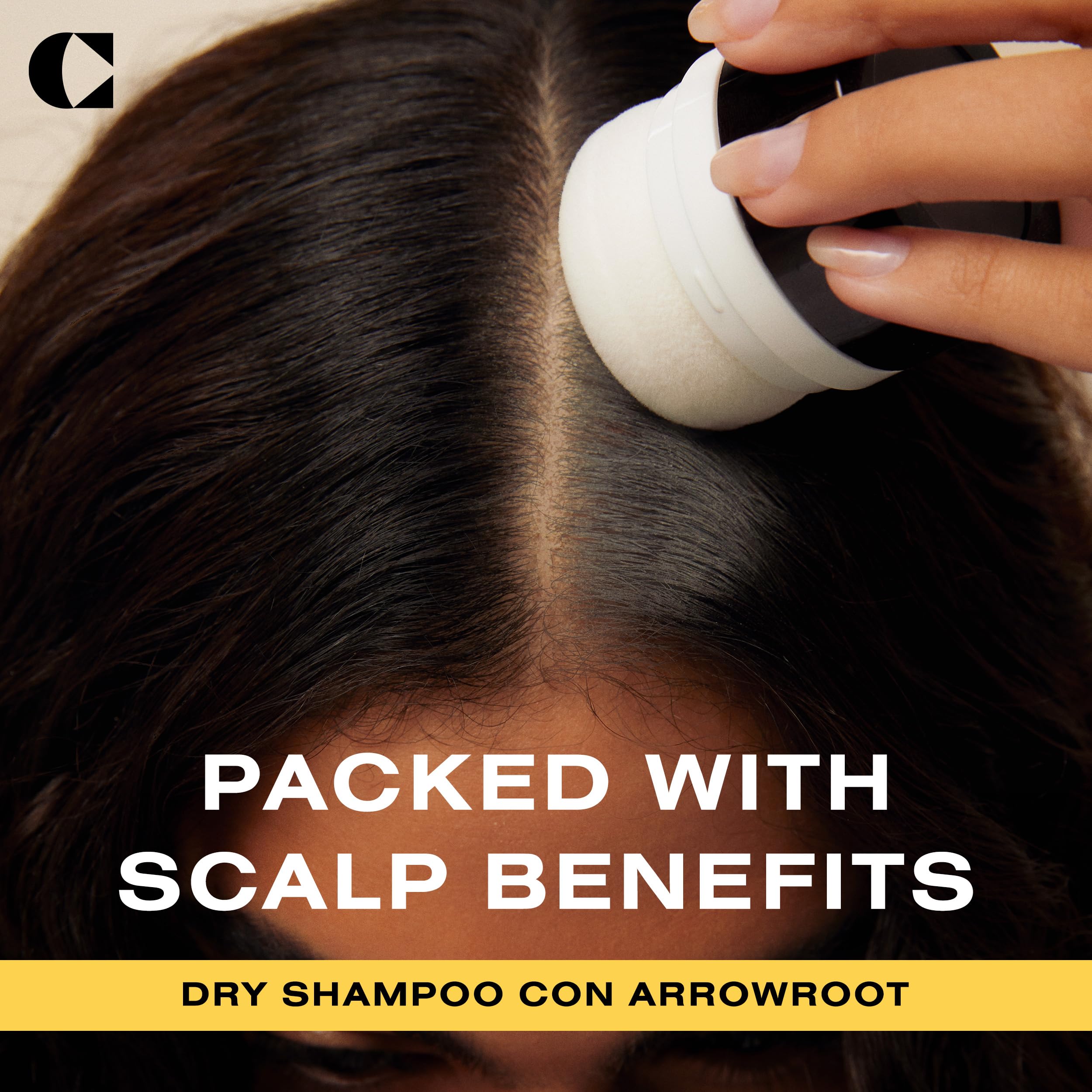 Ceremonia dry shampoo arrowroot bottle close-up highlighting clean non-aerosol format.