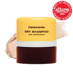 Ceremonia dry shampoo arrowroot powder dispenses for mess-free root refresh.