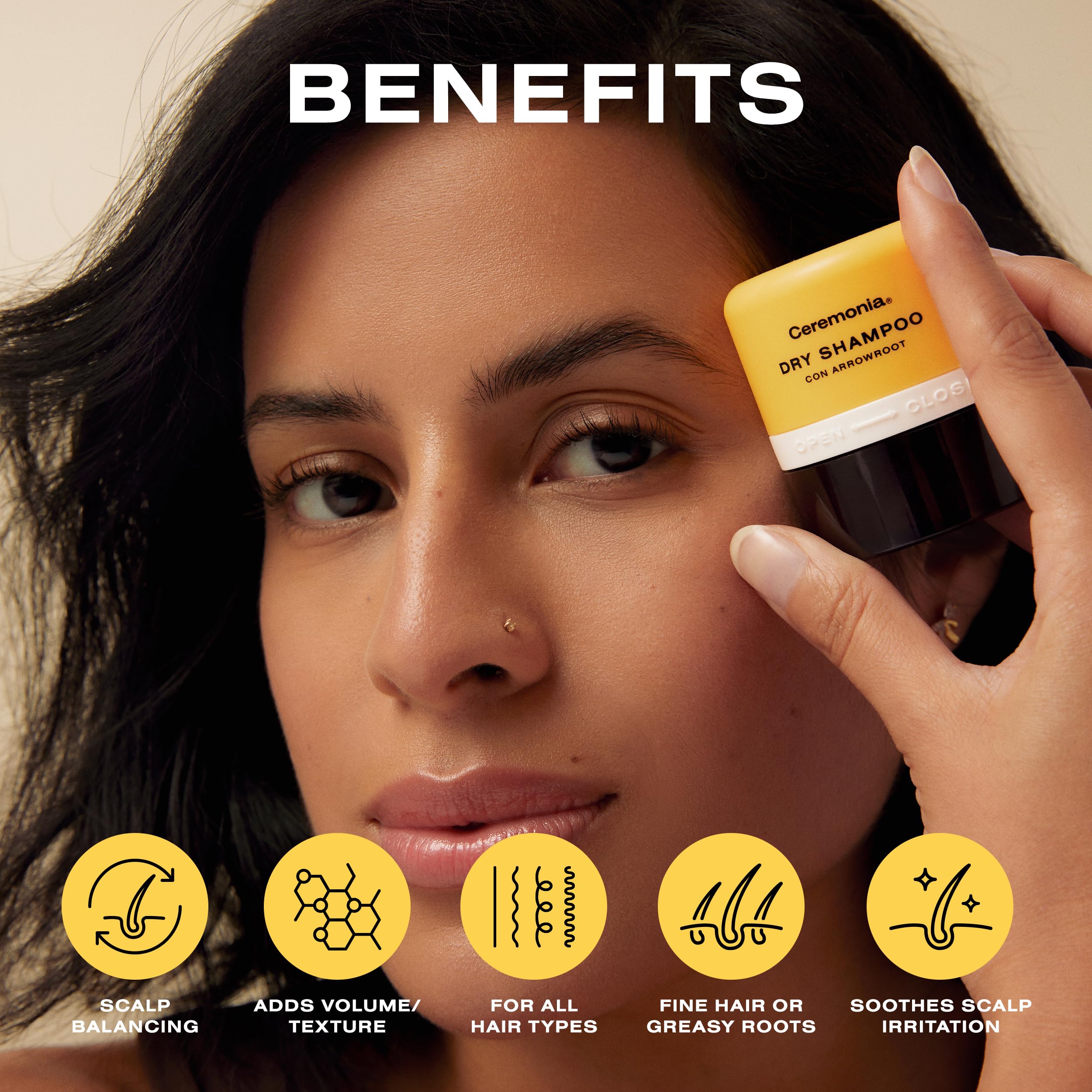 Ceremonia dry shampoo with Mexican aloe vera for hair shine and smoothness.