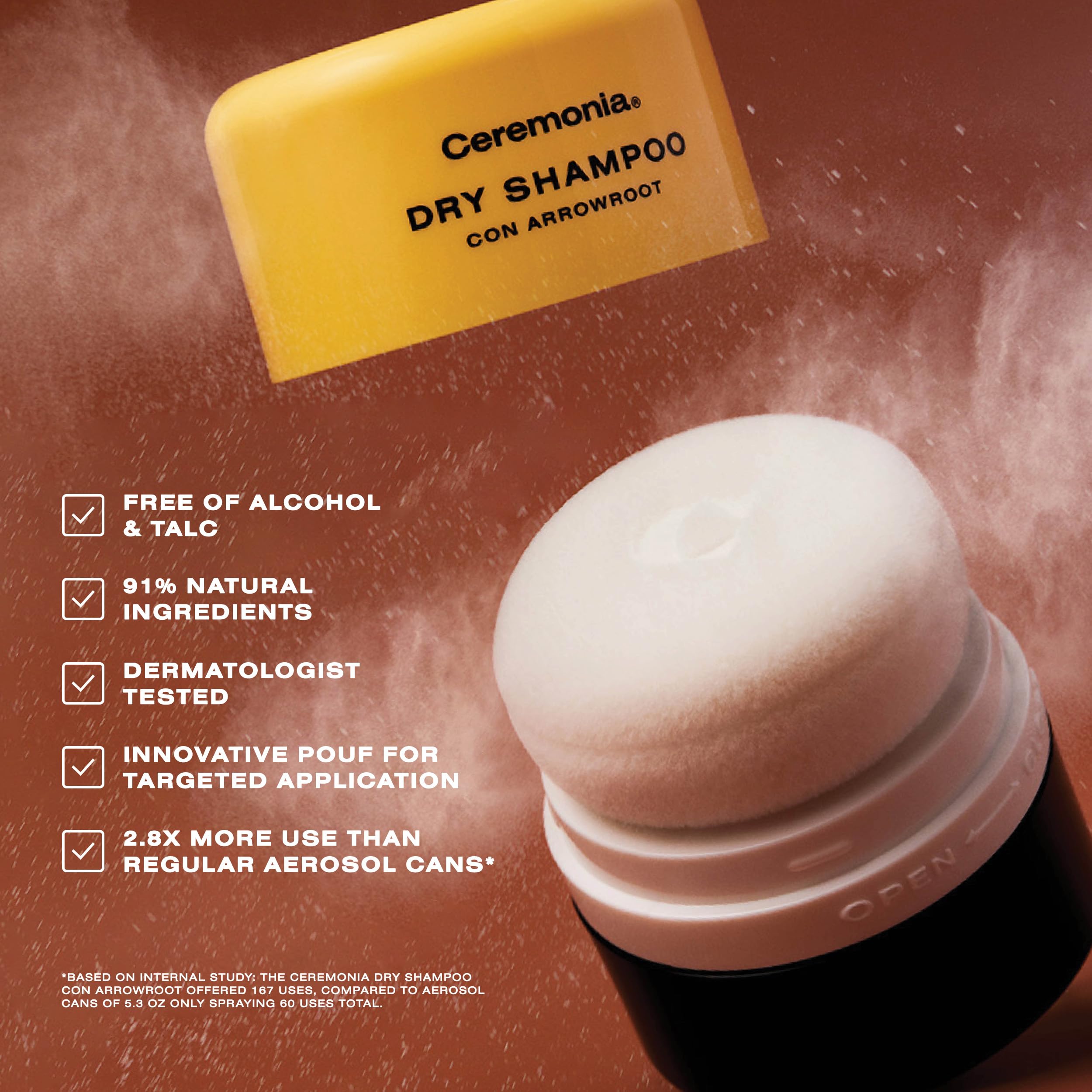 Ceremonia dry shampoo adds light volume and texture without weighing hair down.