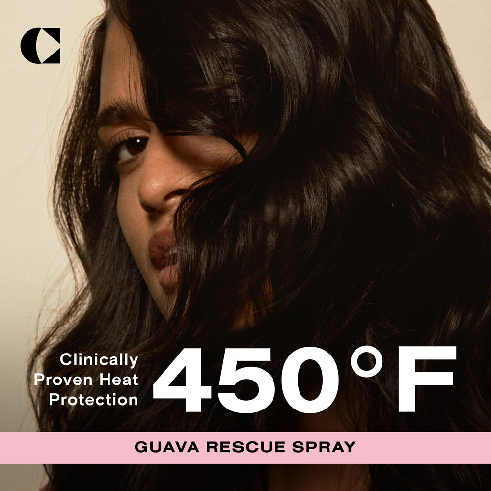 Ceremonia Guava Rescue Spray detangled-hair demonstrates easier styling and knot-free combing.