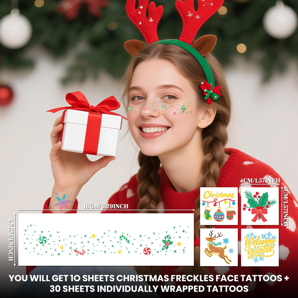 Cerlaza ornaments design tattoos enhance holiday style with glitter