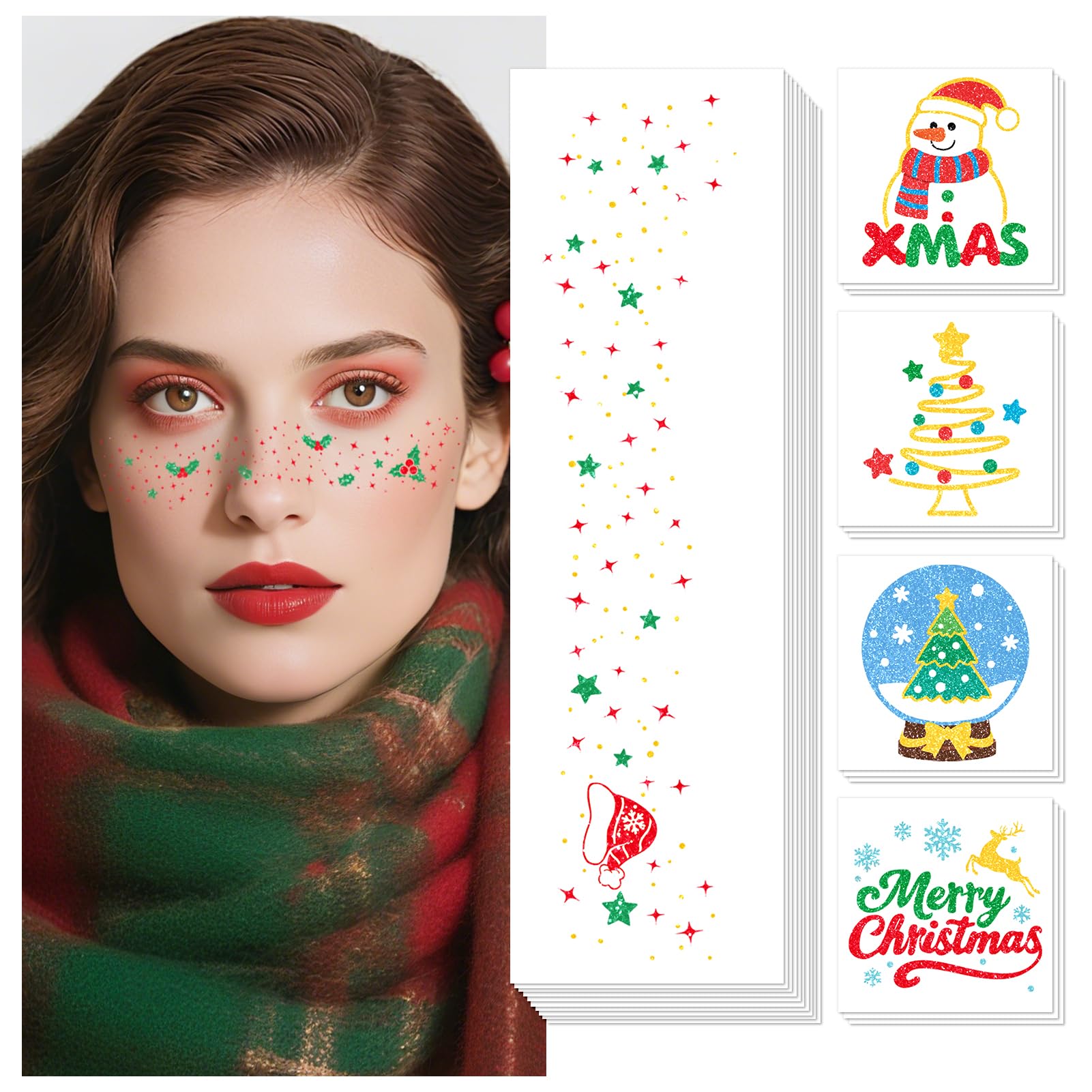 Cerlaza Christmas tattoos Santa design for festive sparkle and party wear