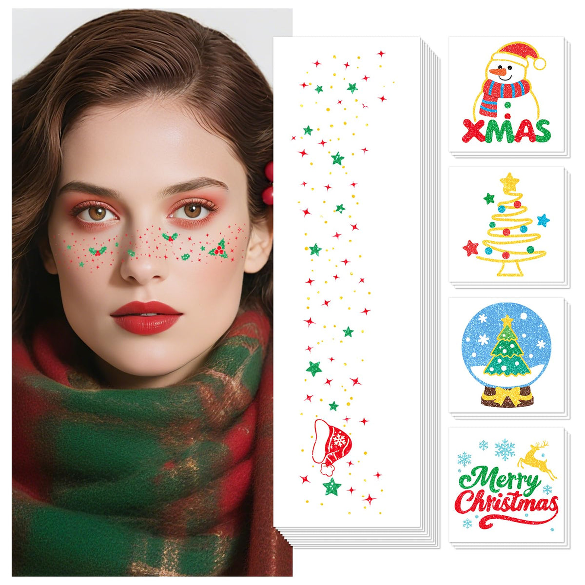 Cerlaza Christmas tattoos Santa design for festive sparkle and party wear