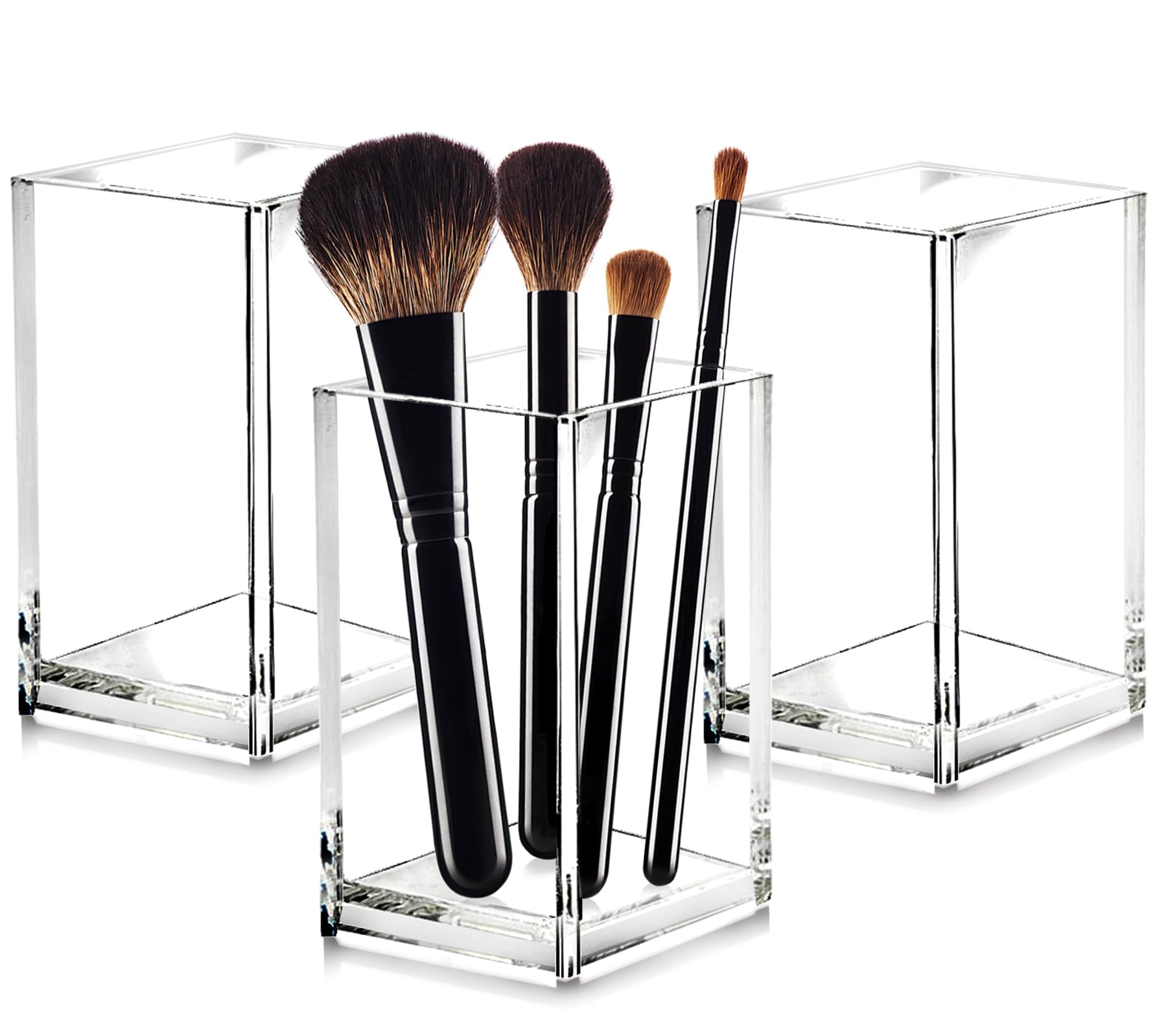 Cerpourt 3 Pack Clear Acrylic Makeup Brush Holder keeps brushes visible and organized at a glance.