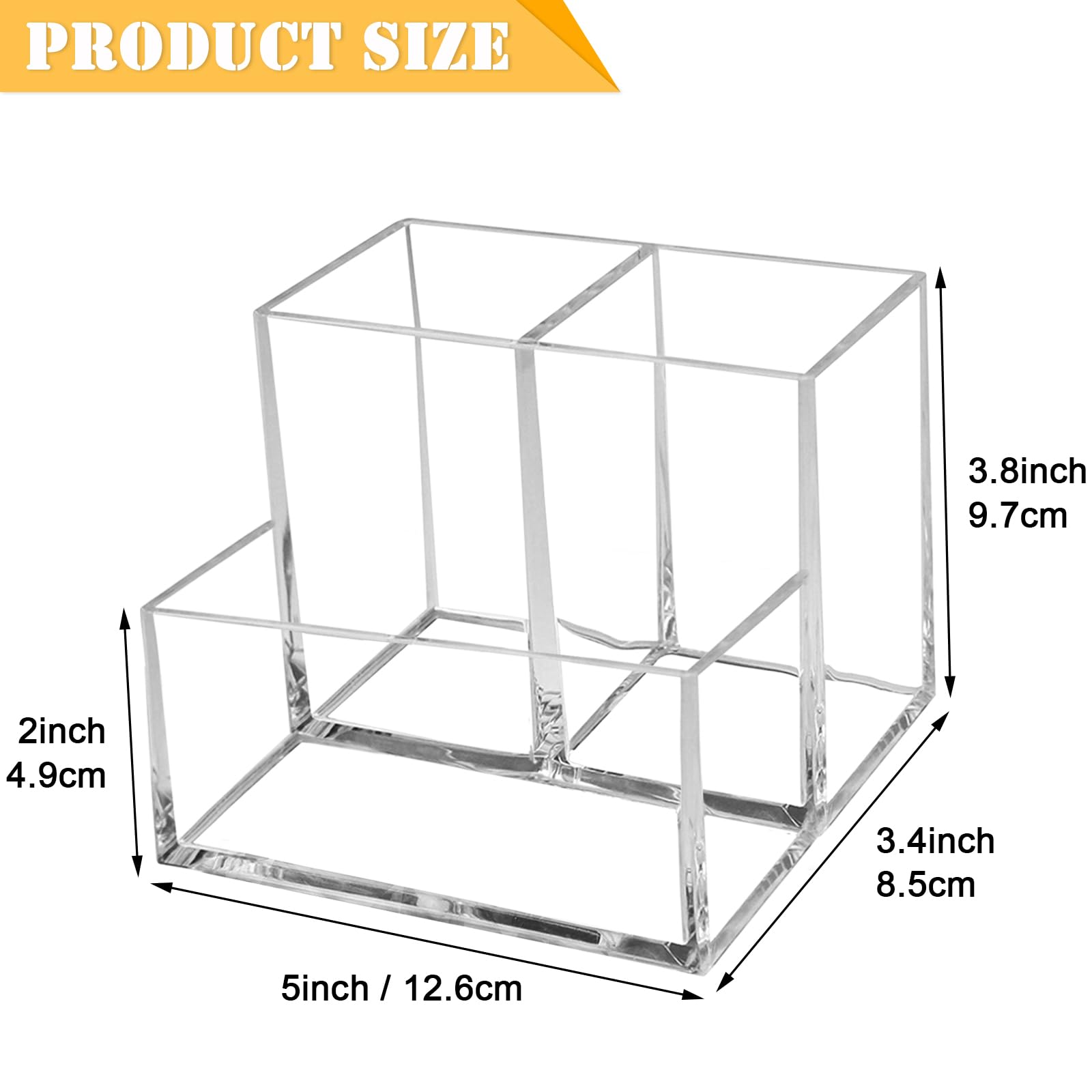 Cerpourt Clear Acrylic Organizer side profile showing stacked compartments for compact vanity storage