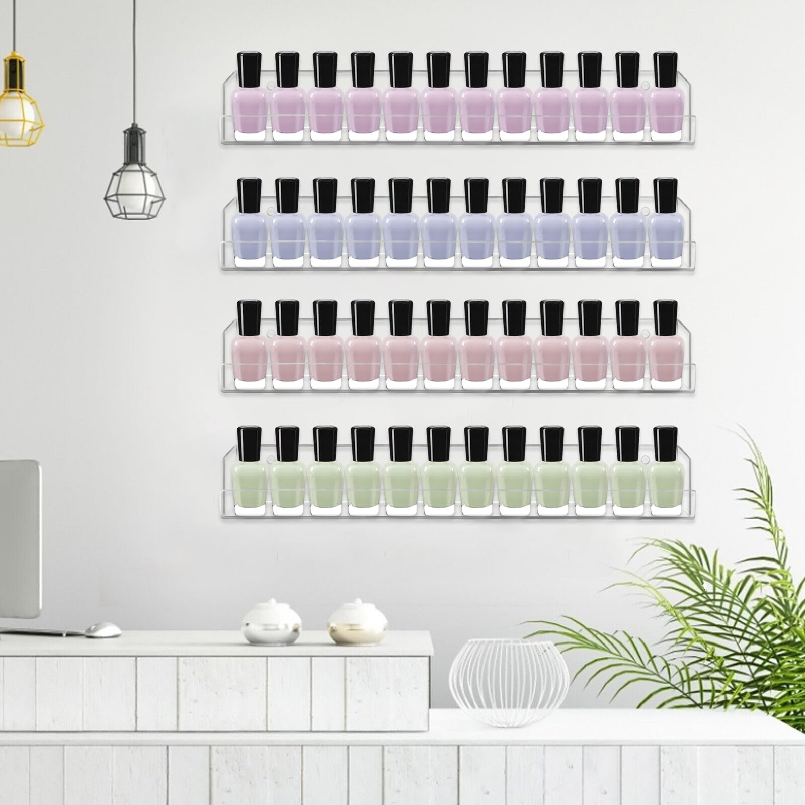 Cerpourt nail-polish rack offers salon-grade organization and secure placement on walls.