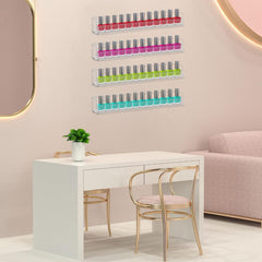 Cerpourt clear acrylic rack provides transparent polish display for easy color selection.