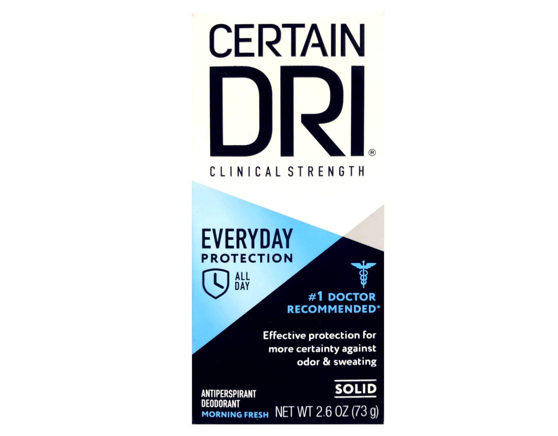 Certain Dri A.M. solid arm application demonstrates quick underarm refreshment.
