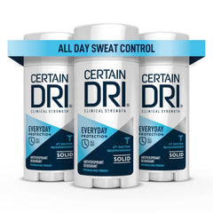Certain Dri Everyday-Strength clinical solid stick offering long-lasting underarm protection.