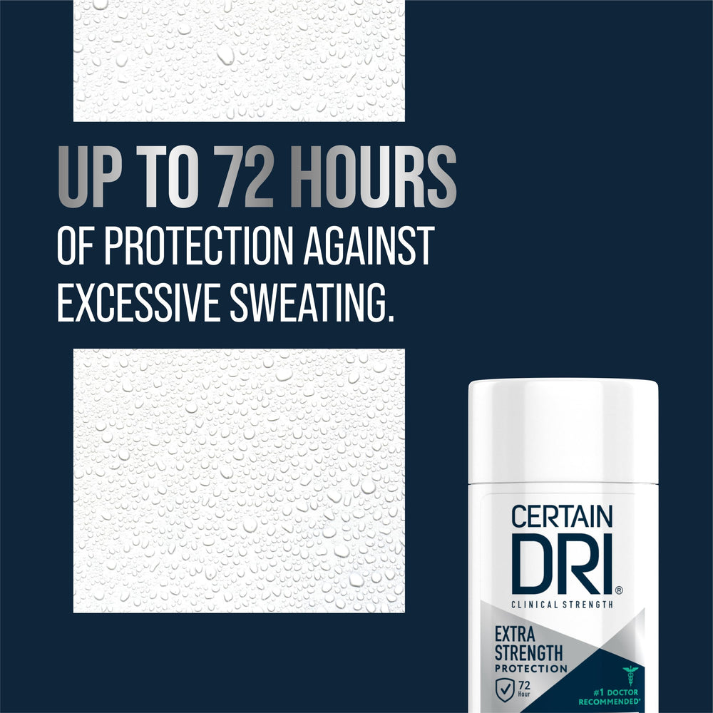 Close-up of Certain Dri label highlighting 12% aluminum chloride for strong protection.