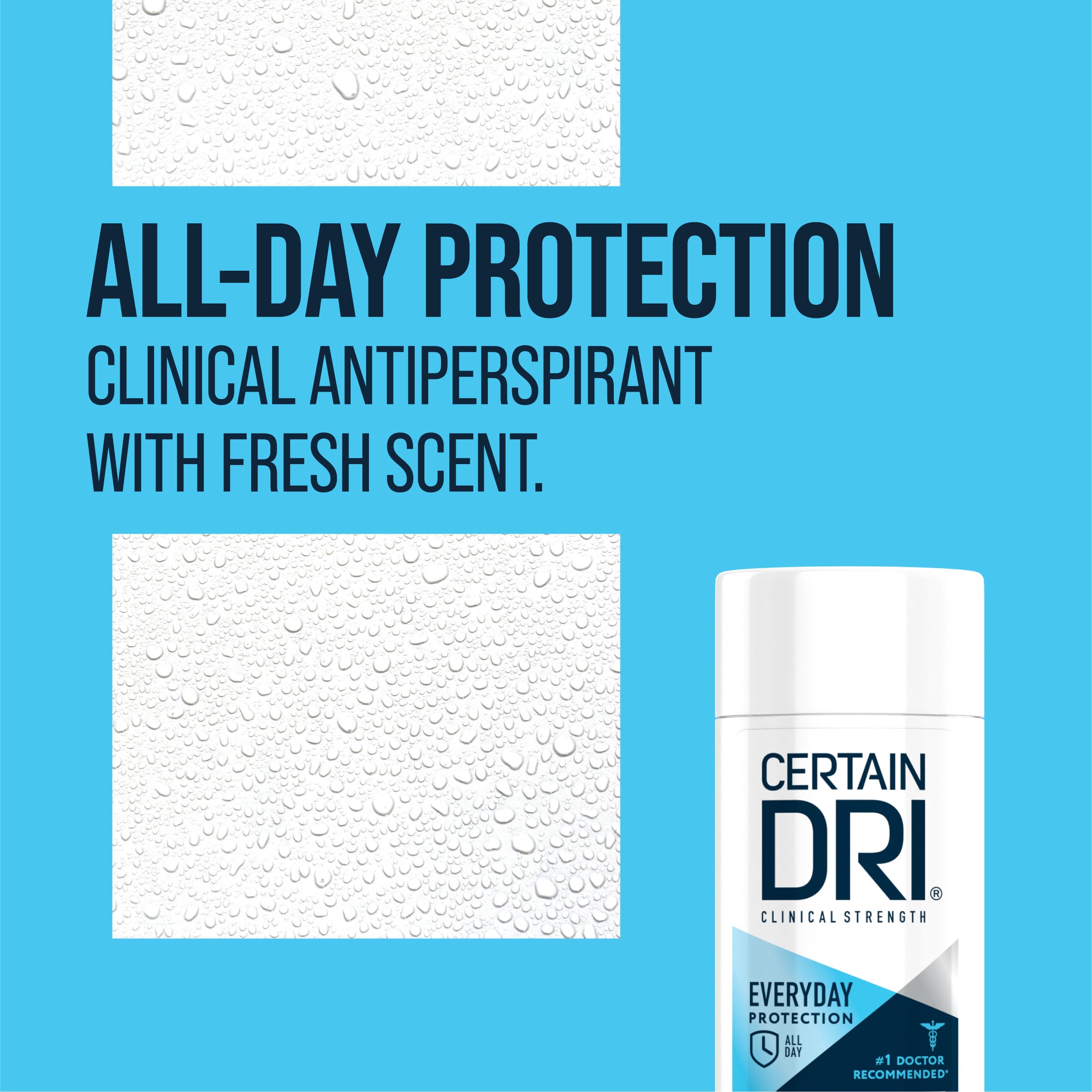 Certain Dri front label packaging highlights trusted protection for excessive sweating.