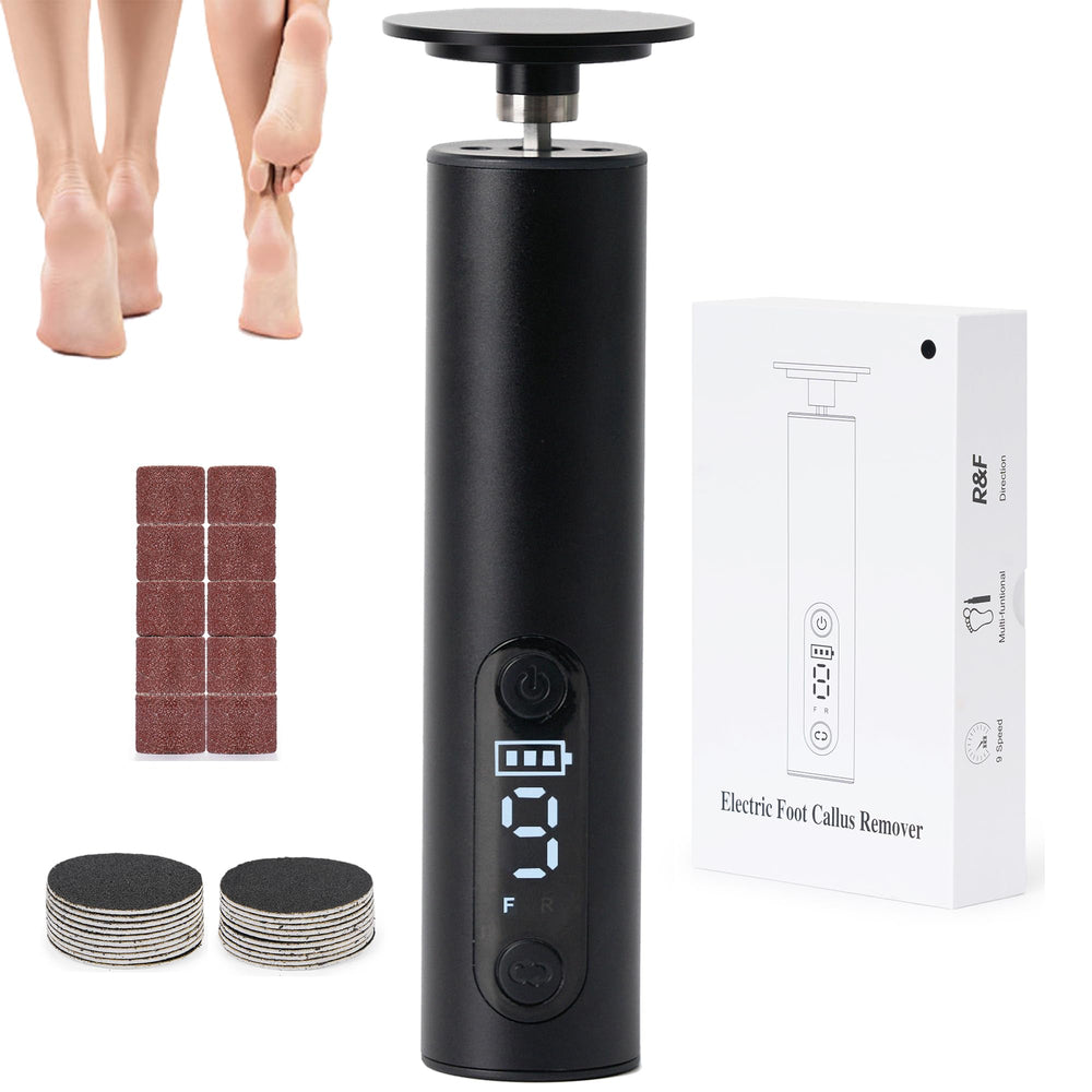 Cesekao electric foot callus remover with LED display enables precise speed control for at-home foot care.