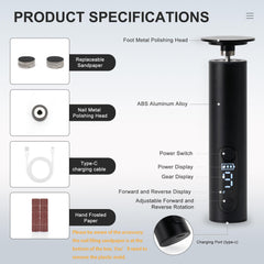 Cesekao foot callus remover beside charging cable highlights rechargeable design and USB-C charging convenience.