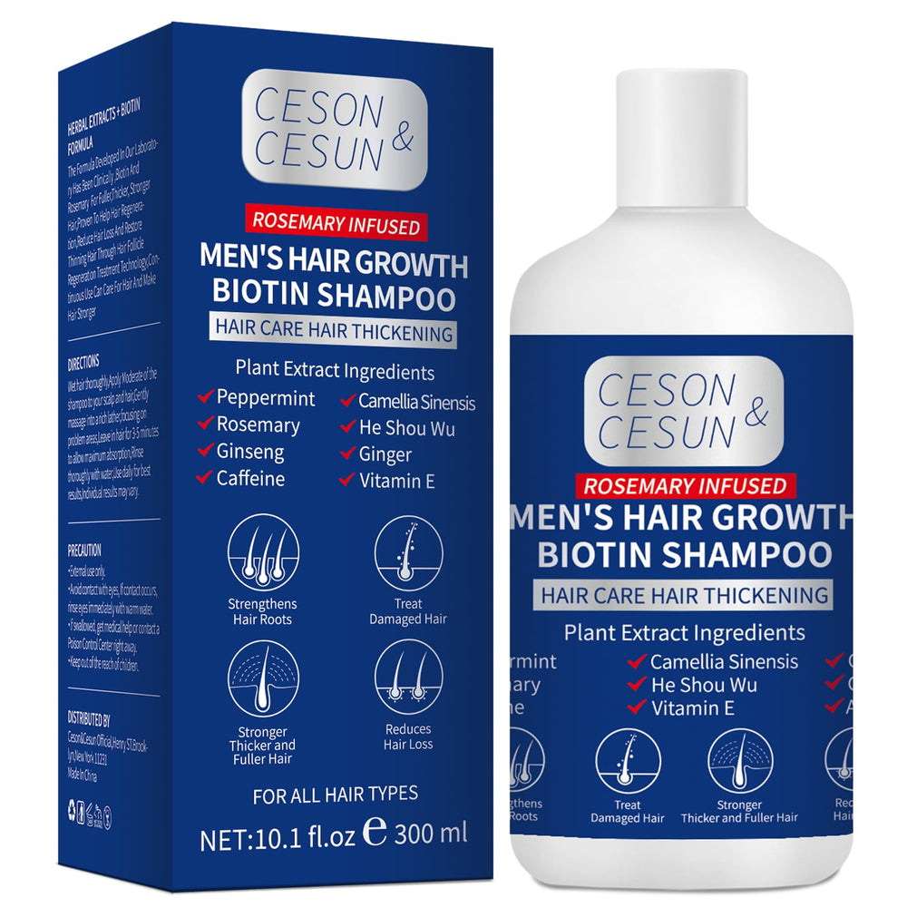Ceson&Cesun rosemary biotin shampoo bottle shows anti-thinning care for fuller-looking hair