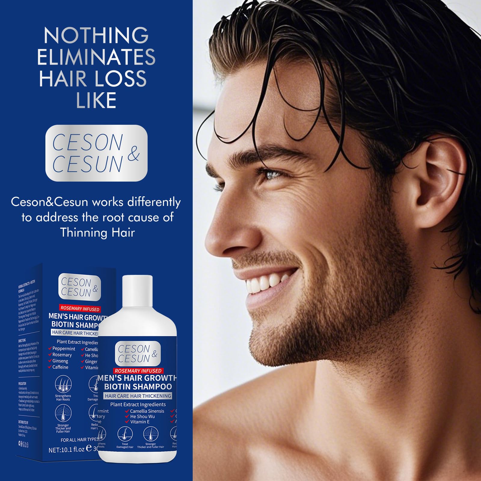 Ceson&Cesun rosemary biotin shampoo with coconut and tea tree oils nourishes scalp