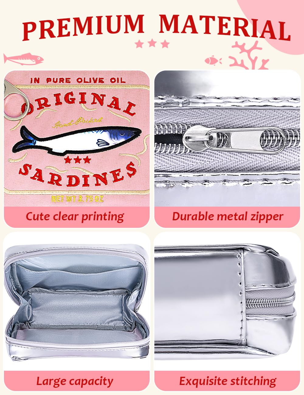Cessfle canvas makeup bag with smooth zipper for everyday use