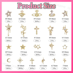 CESUSME 21-styles nail charms close-up shows varied shapes for creative, personalized nail designs