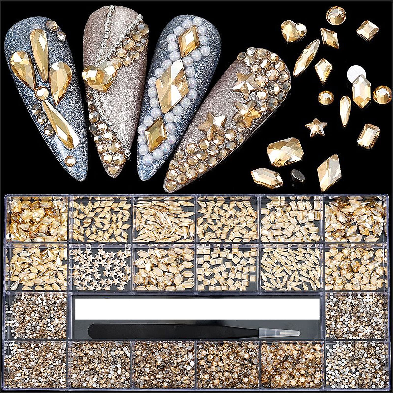 CESUSME champagne rhinestones collection for radiant nail art and crafts