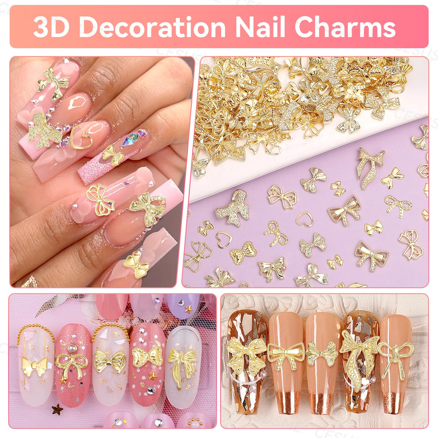CESUSME easy-to-use bow charms enable simple nail embellishment with glue and top coat