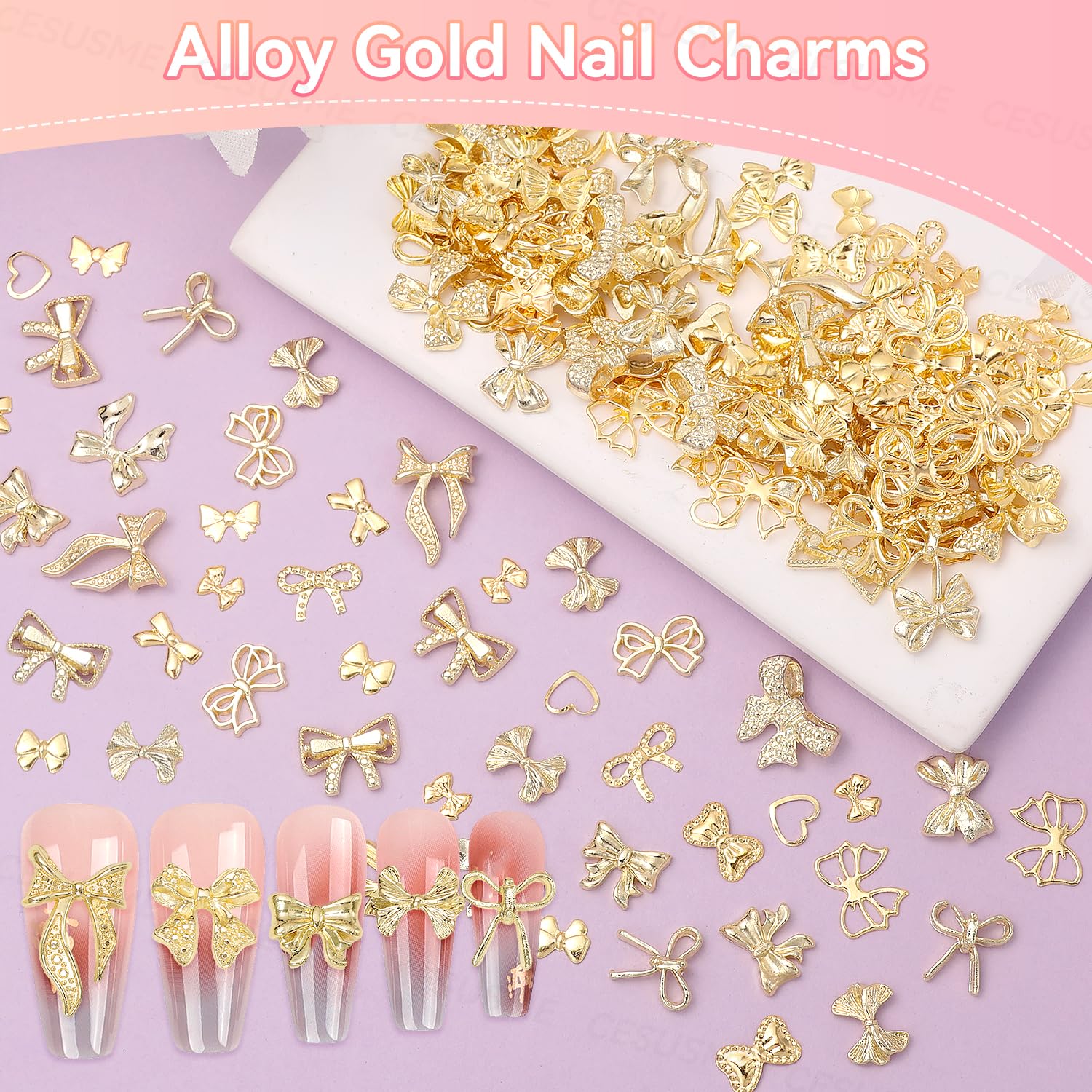 CESUSME premium gold alloy bow charms deliver bright shine and durable wear