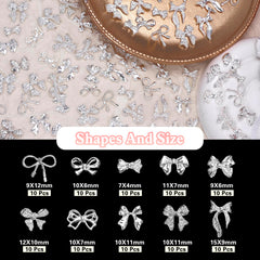 CESUSME silver bow nail charm style-2 great for quick DIY nail art