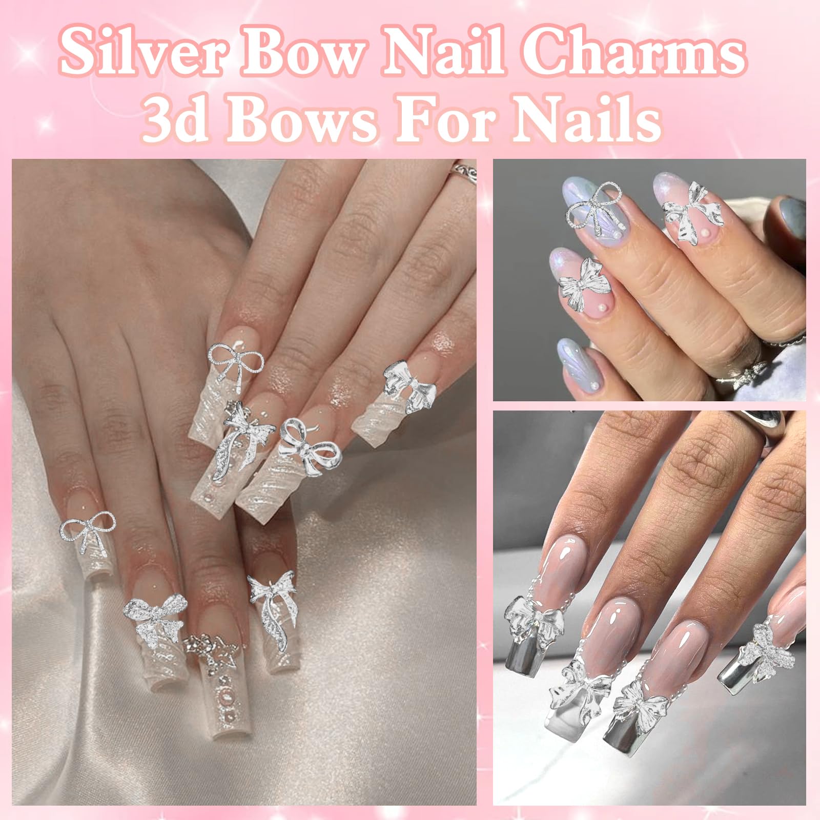 CESUSME silver bow nail charm style-5 perfect for gifts and crafts