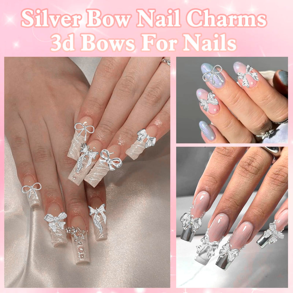 CESUSME silver bow nail charm style-5 perfect for gifts and crafts