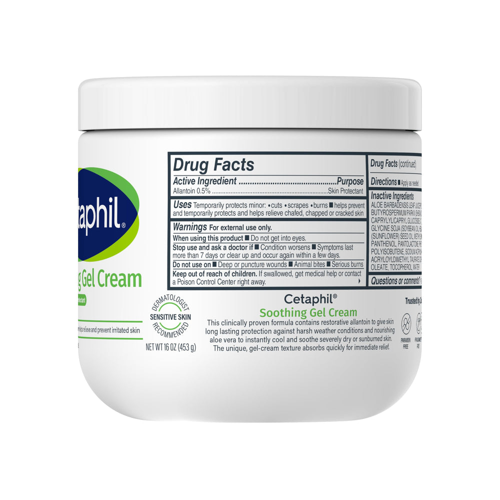 Cetaphil 16 oz bottle back label emphasizes dermatologist-friendly formula.