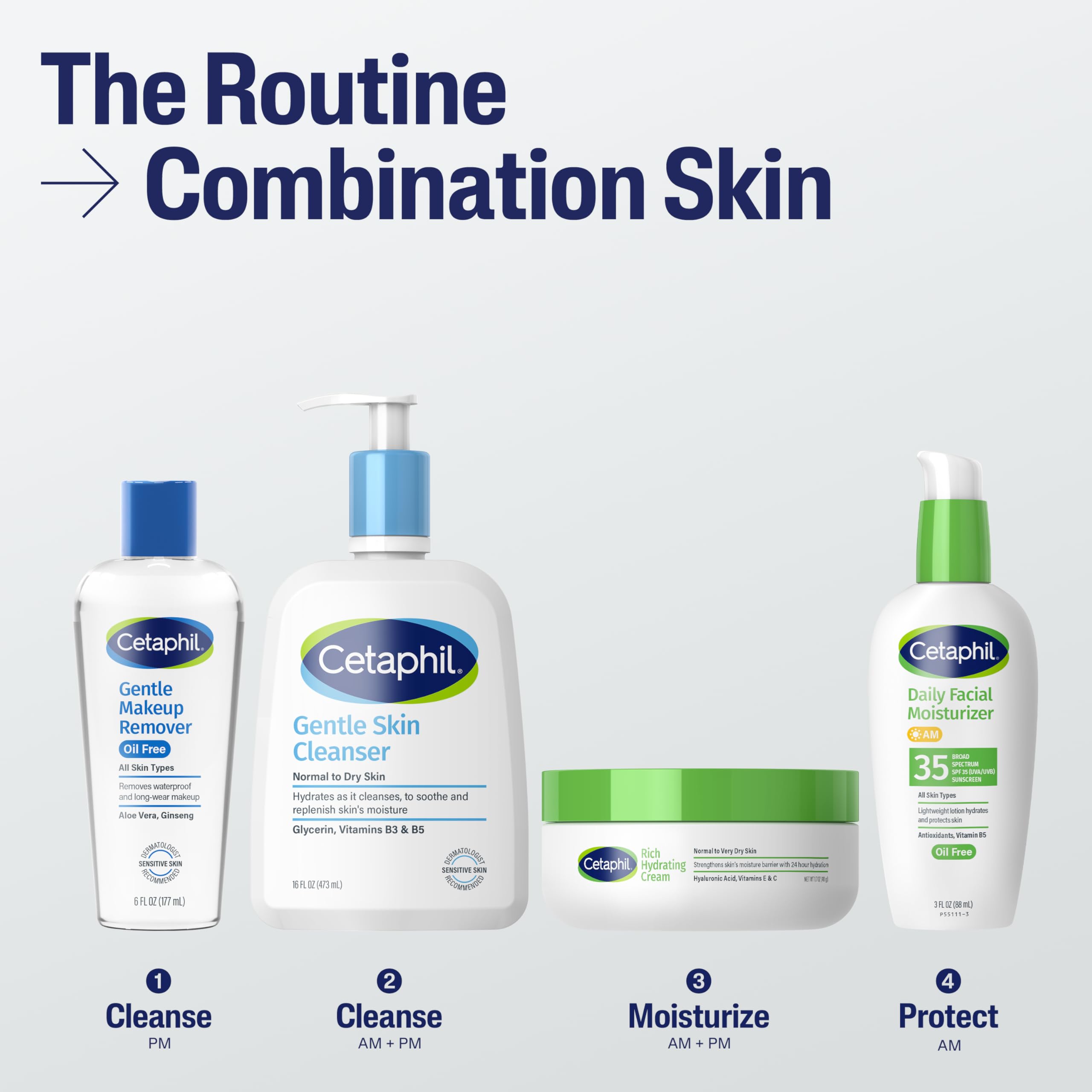 Cetaphil before and after makeup removal showing clean refreshed skin