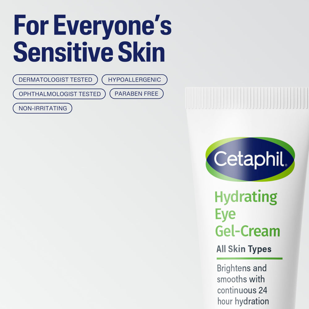 Cetaphil Hydrating Eye Gel-Cream brightening under-eye area for refreshed look.
