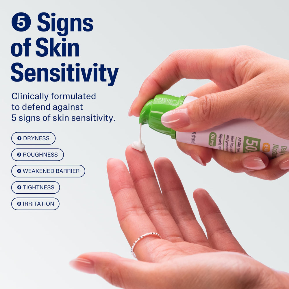 Cetaphil Daily Facial Moisturizer SPF 50 label emphasizes fragrance-free, non-irritating protection.