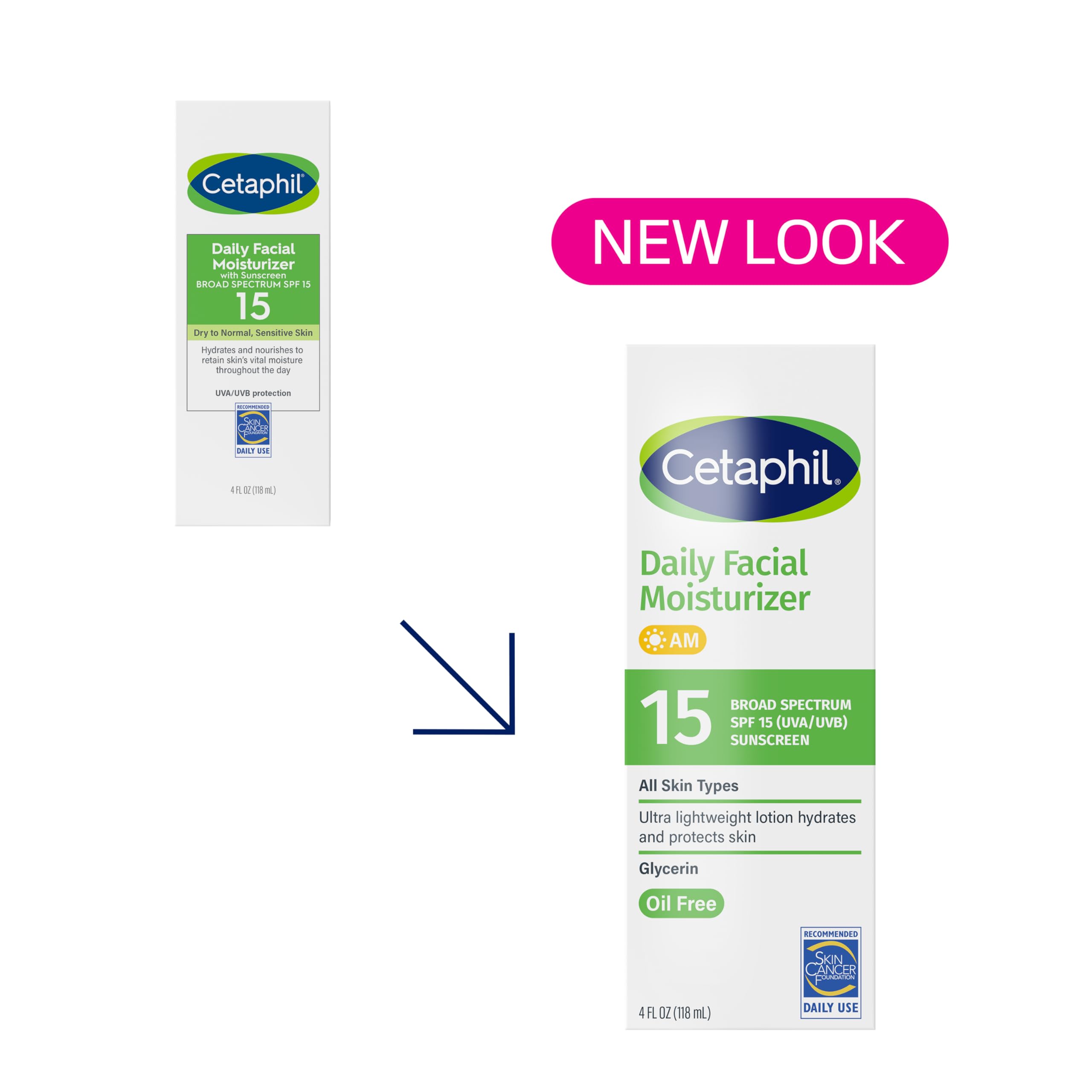 Close-up of Cetaphil SPF 15 texture showing light, fast-absorbing finish.