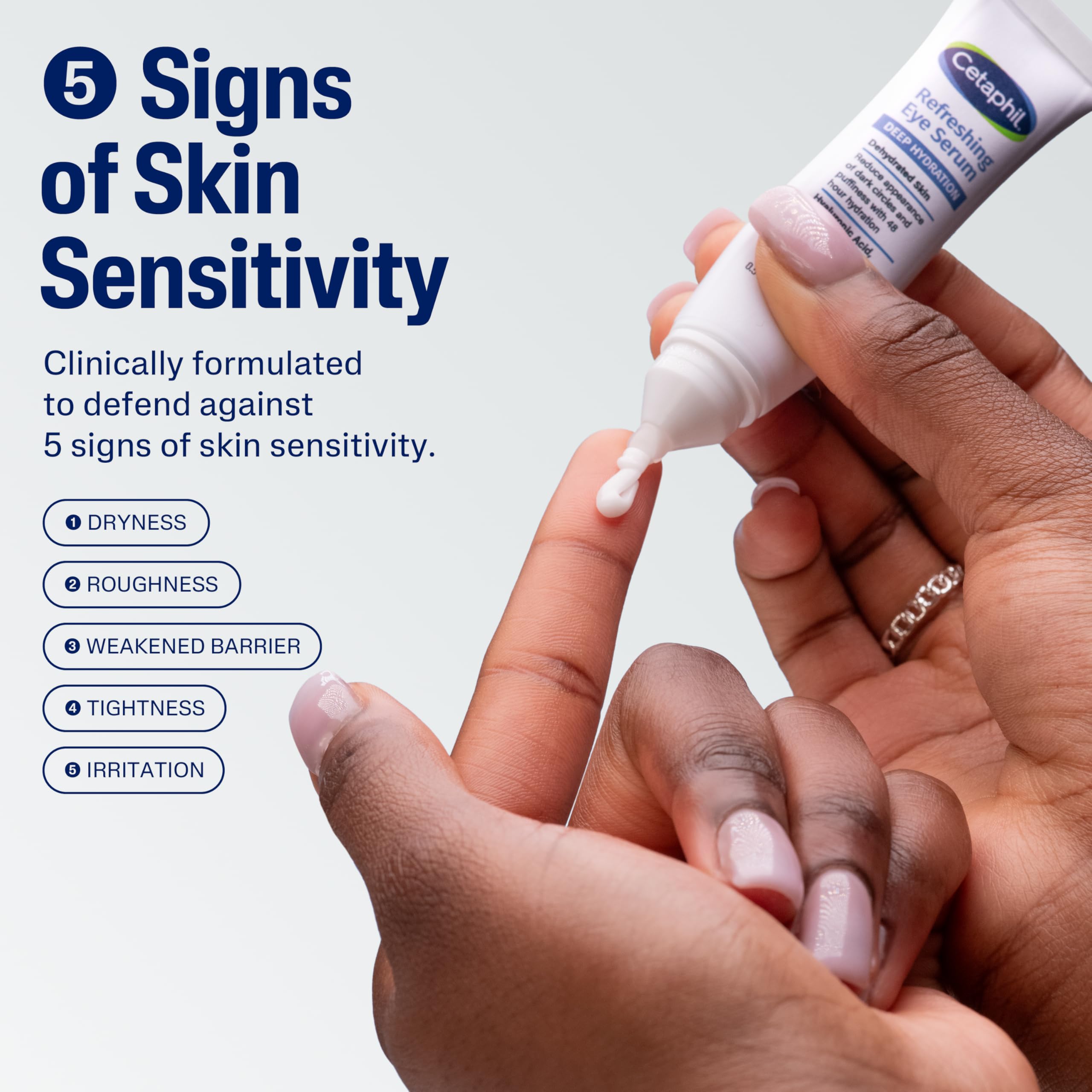 Close-up of serum drops indicating lightweight, hydrating texture
