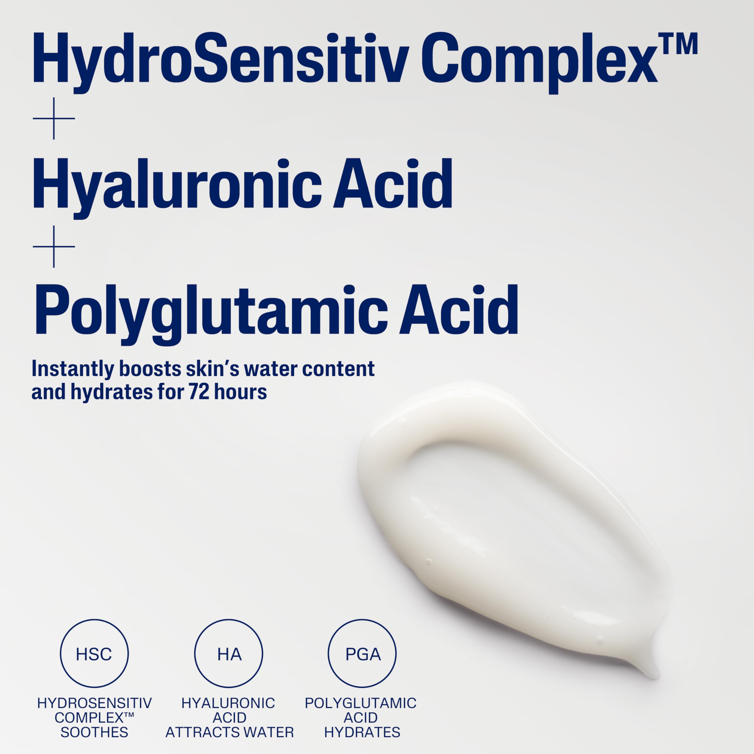 Cetaphil Deep Hydration Water Gel emphasizes hyaluronic acid for immediate hydration.