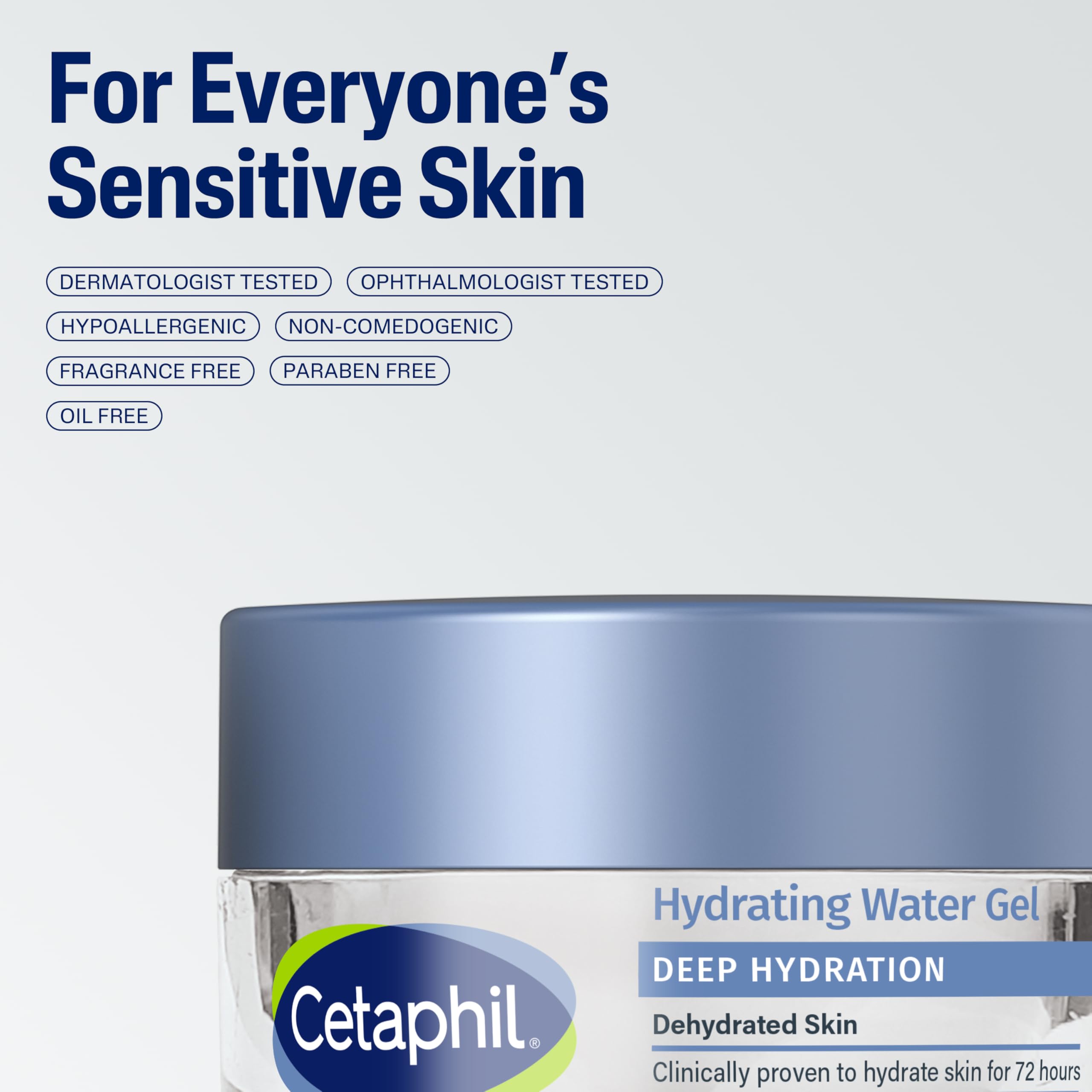 Cetaphil Deep Hydration Water Gel on skin shows reduced tightness feel.